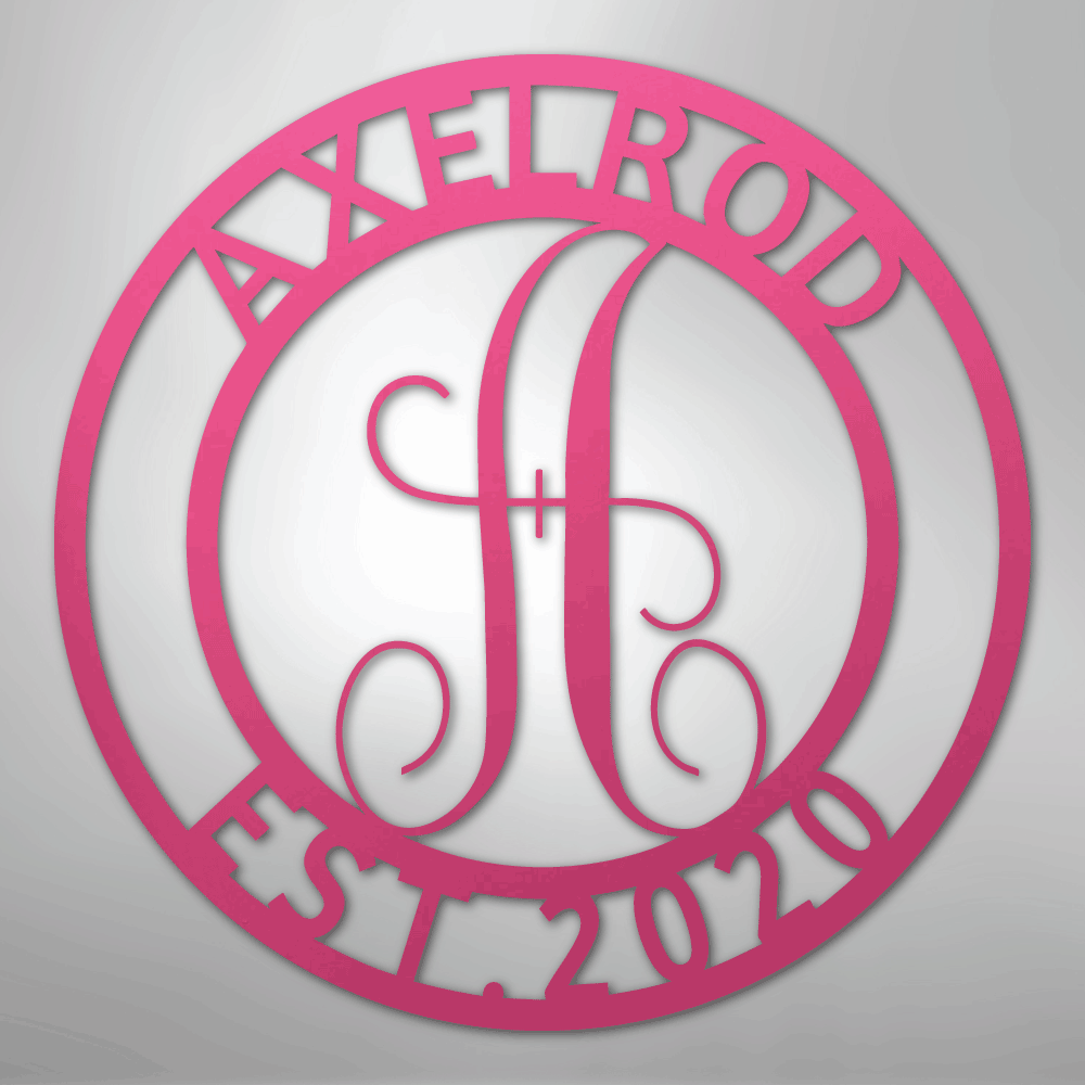Custom Metal Wall Art - Personalized Split Letter Monogram Sign Pink