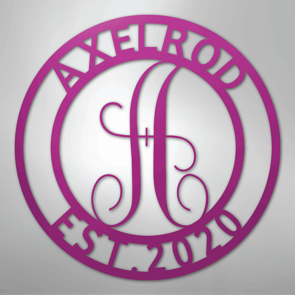 Custom Metal Wall Art - Personalized Split Letter Monogram Sign Purple