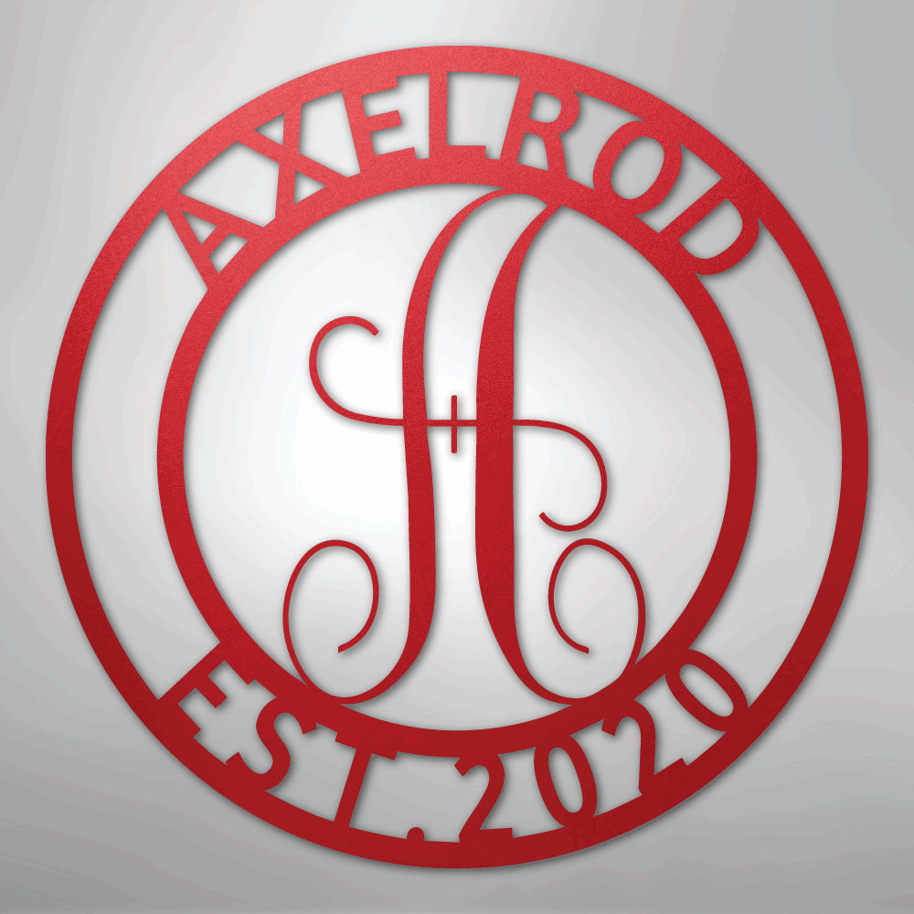 Custom Metal Wall Art - Personalized Split Letter Monogram Sign Red