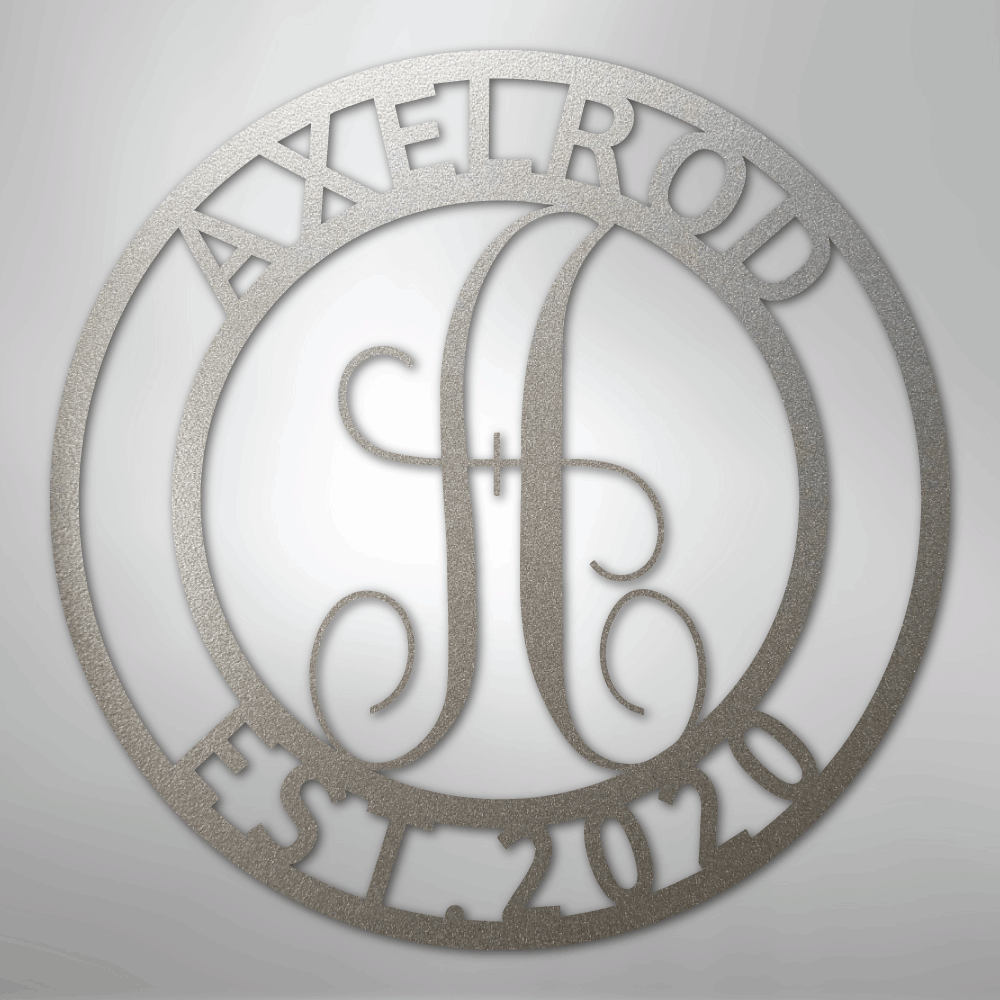 Custom Metal Wall Art - Personalized Split Letter Monogram Sign Silver