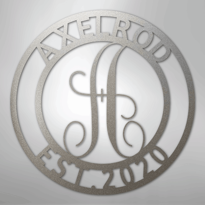 Custom Metal Wall Art - Personalized Split Letter Monogram Sign Silver