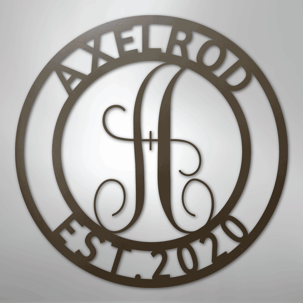 Custom Metal Wall Art - Personalized Split Letter Monogram Sign Stone