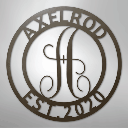 Custom Metal Wall Art - Personalized Split Letter Monogram Sign Stone
