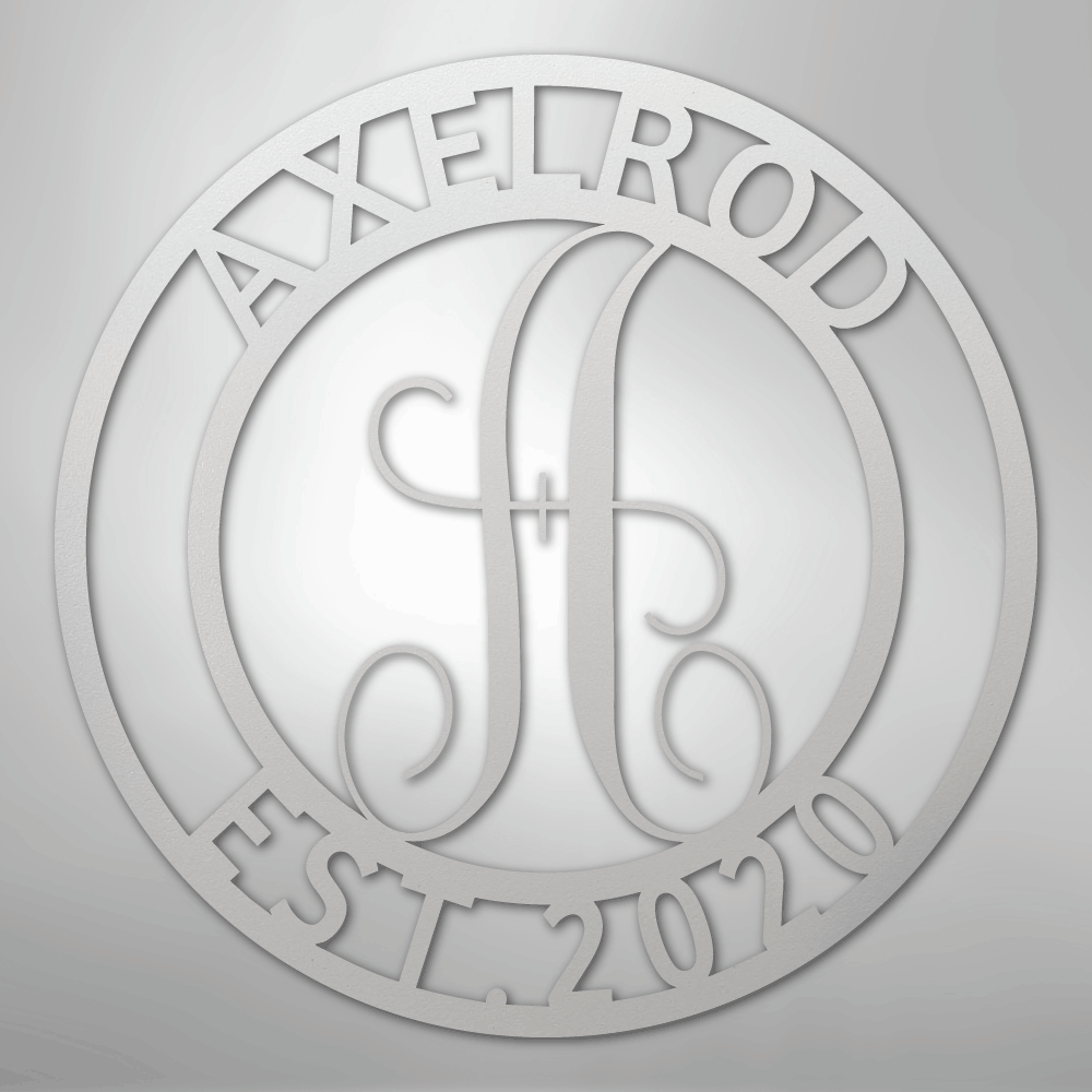 Custom Metal Wall Art - Personalized Split Letter Monogram Sign White