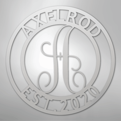 Custom Metal Wall Art - Personalized Split Letter Monogram Sign White