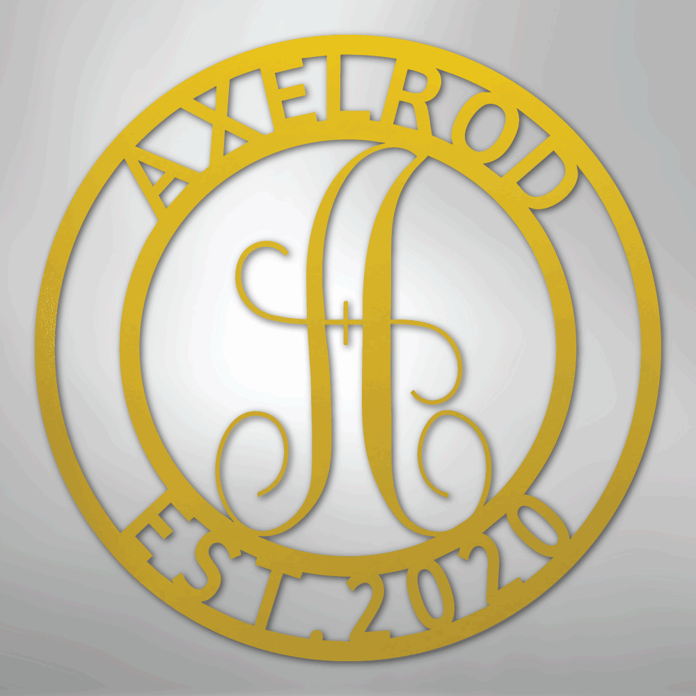 Custom Metal Wall Art - Personalized Split Letter Monogram Sign Yellow