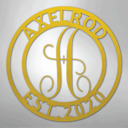 Custom Metal Wall Art - Personalized Split Letter Monogram Sign Yellow