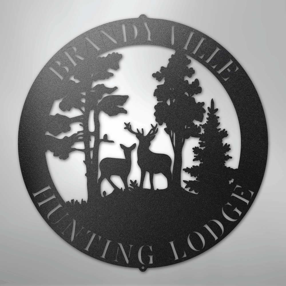Custom Metal Wall Art - Personalized Deer Forest Monogram Sign