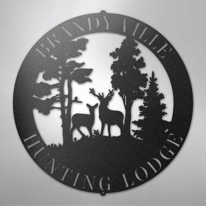 Custom Metal Wall Art - Personalized Deer Forest Monogram Sign
