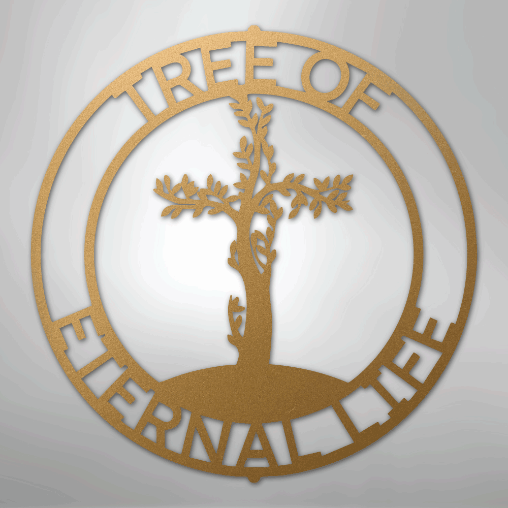 Custom Metal Wall Art - Personalized Christian Tree Sign Gold
