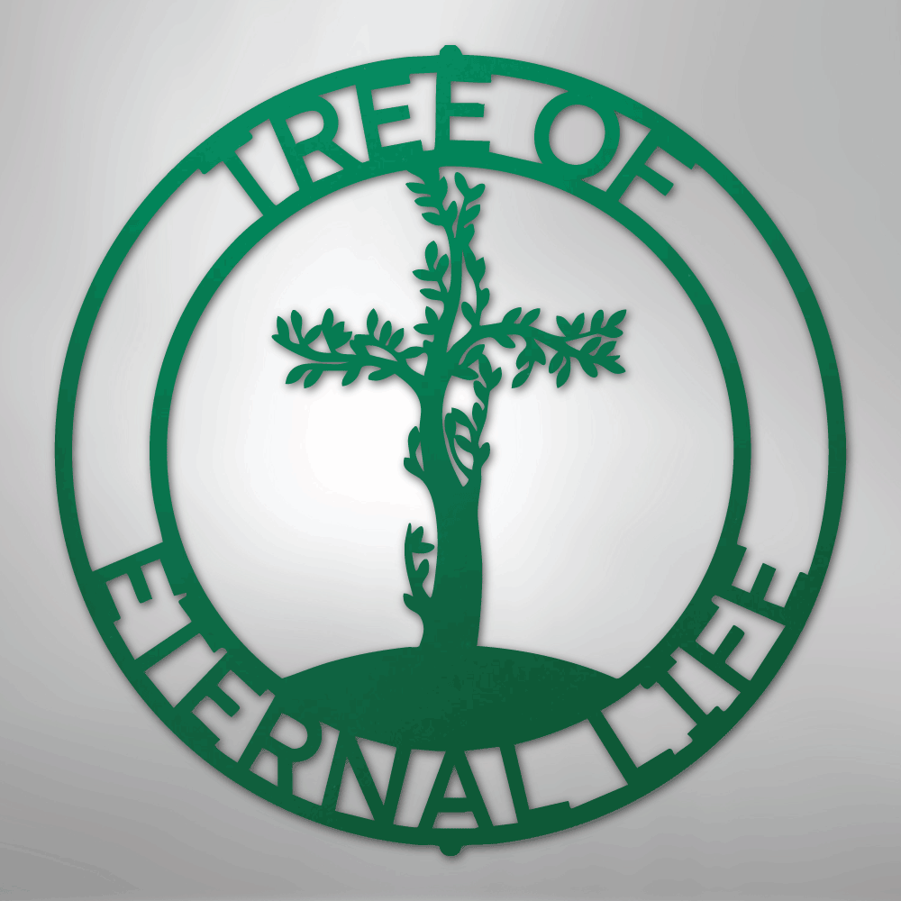 Custom Metal Wall Art - Personalized Christian Tree Sign Green