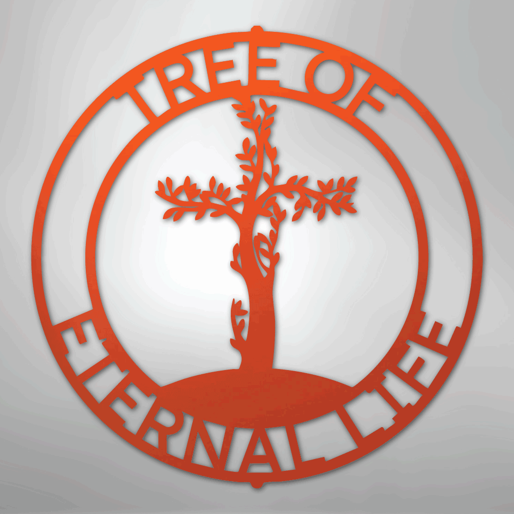 Custom Metal Wall Art - Personalized Christian Tree Sign Orange