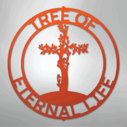 Custom Metal Wall Art - Personalized Christian Tree Sign Orange