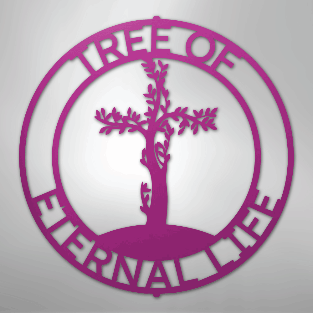 Custom Metal Wall Art - Personalized Christian Tree Sign Purple