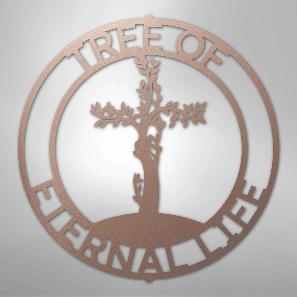 Custom Metal Wall Art - Personalized Christian Tree Sign Rose
