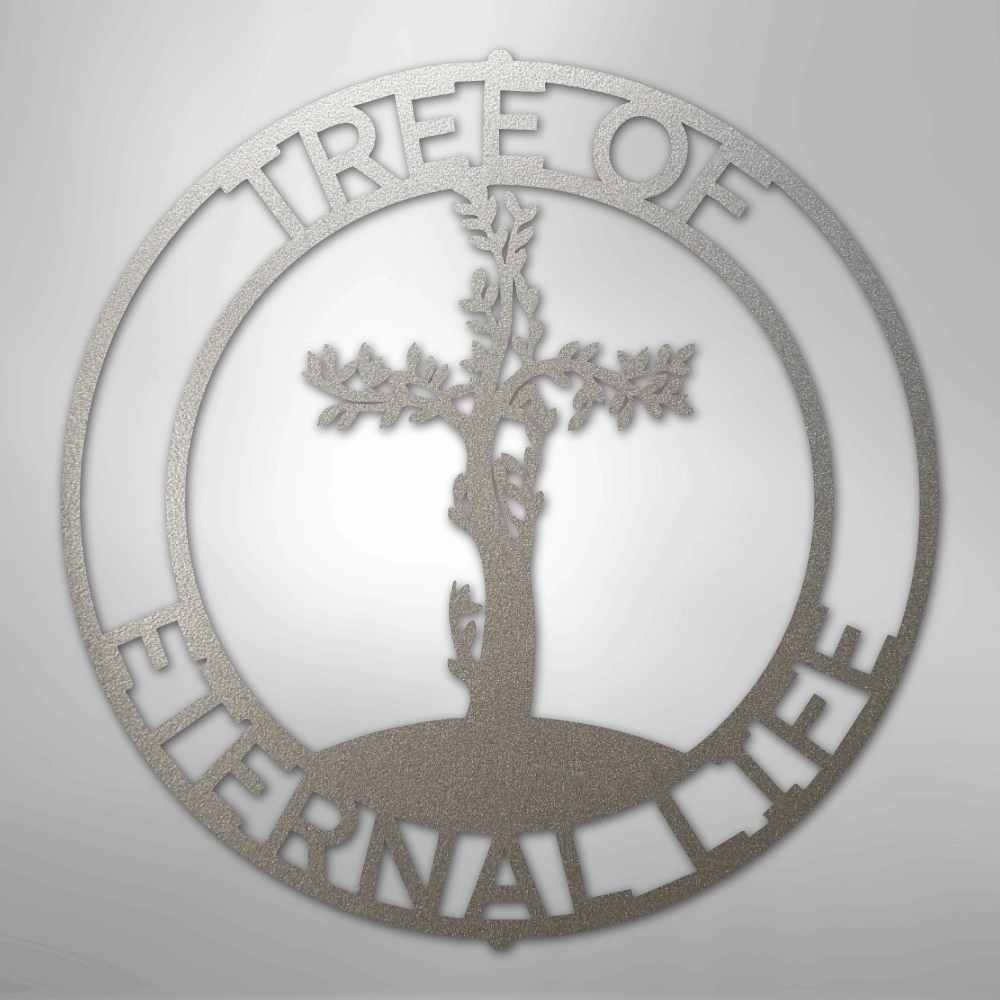 Custom Metal Wall Art - Personalized Christian Tree Sign Silver