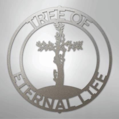 Custom Metal Wall Art - Personalized Christian Tree Sign Silver