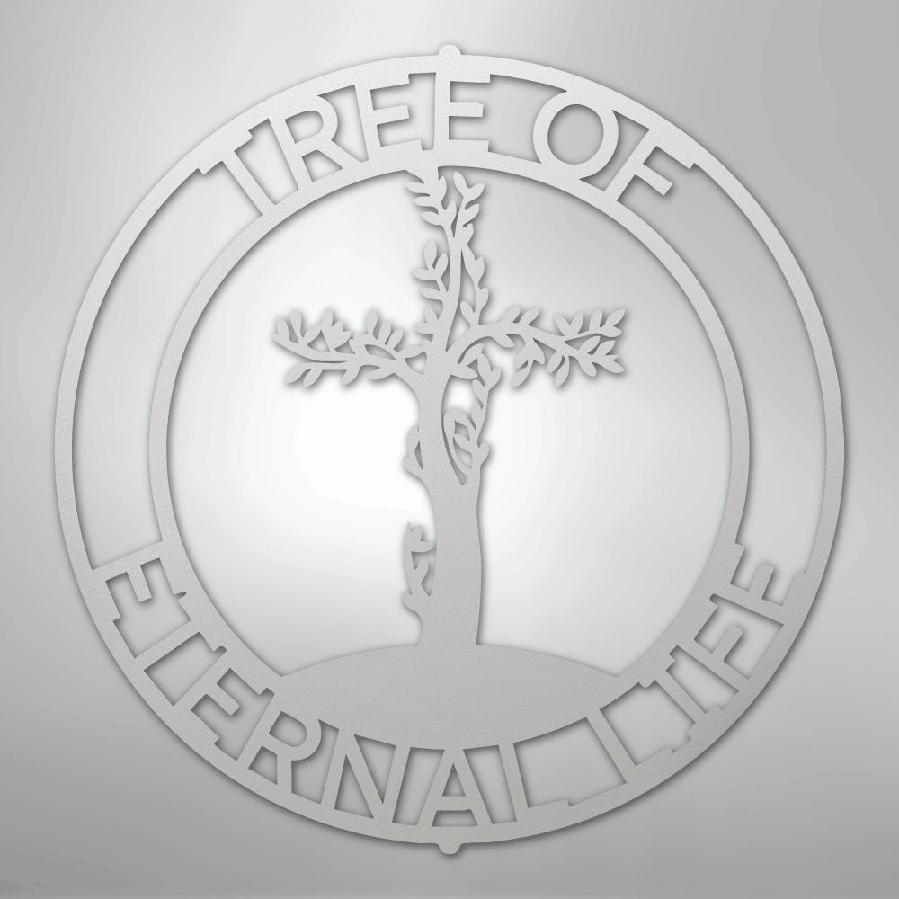 Custom Metal Wall Art - Personalized Christian Tree Sign White