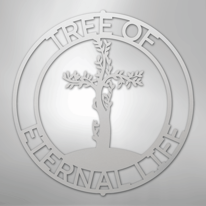 Custom Metal Wall Art - Personalized Christian Tree Sign White