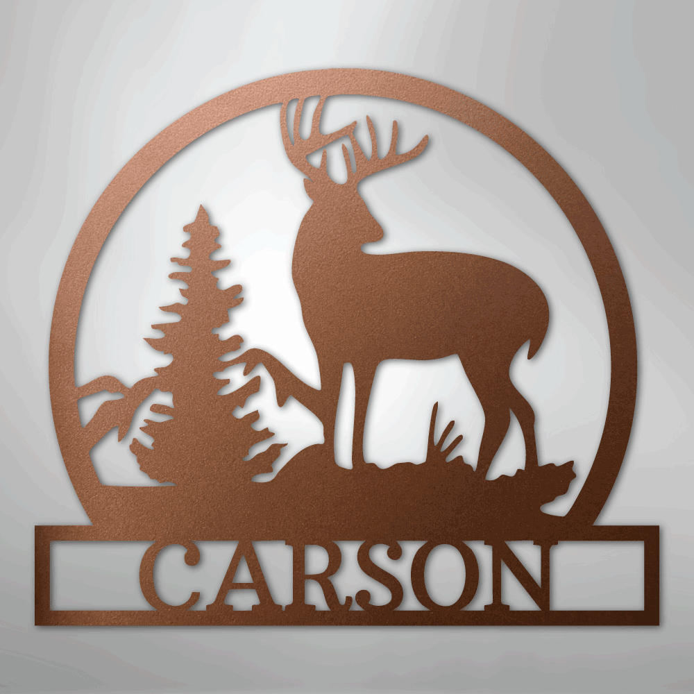 Custom Metal Wall Art - Personalized Deer Sign Copper