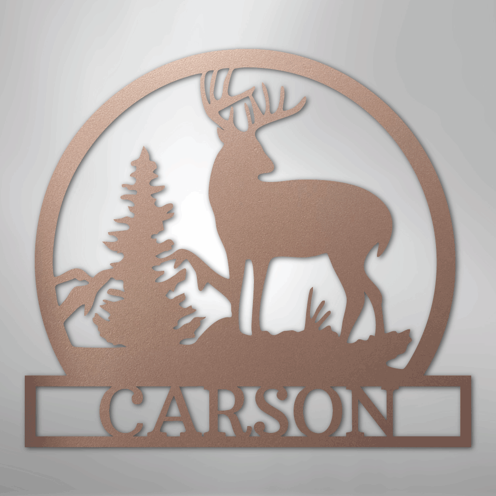 Custom Metal Wall Art - Personalized Deer Sign Rose