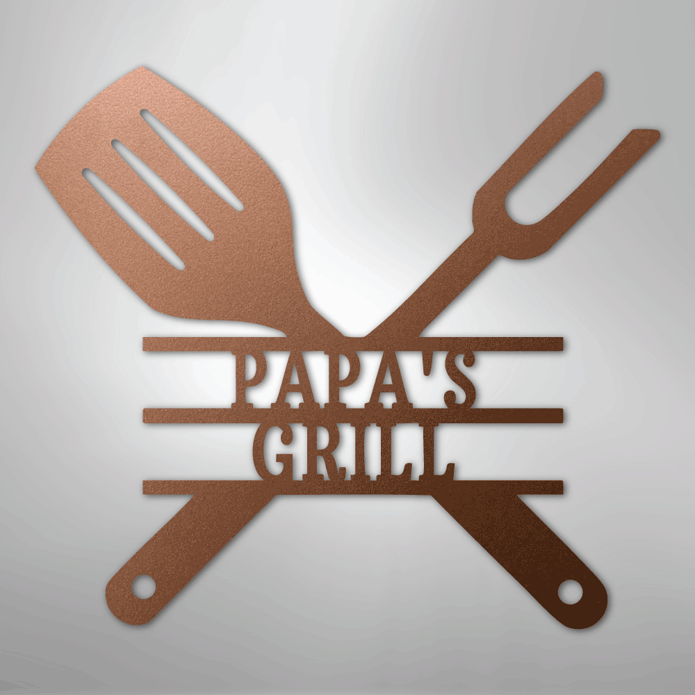 Custom Metal Wall Art - Personalized Grill Sign Copper