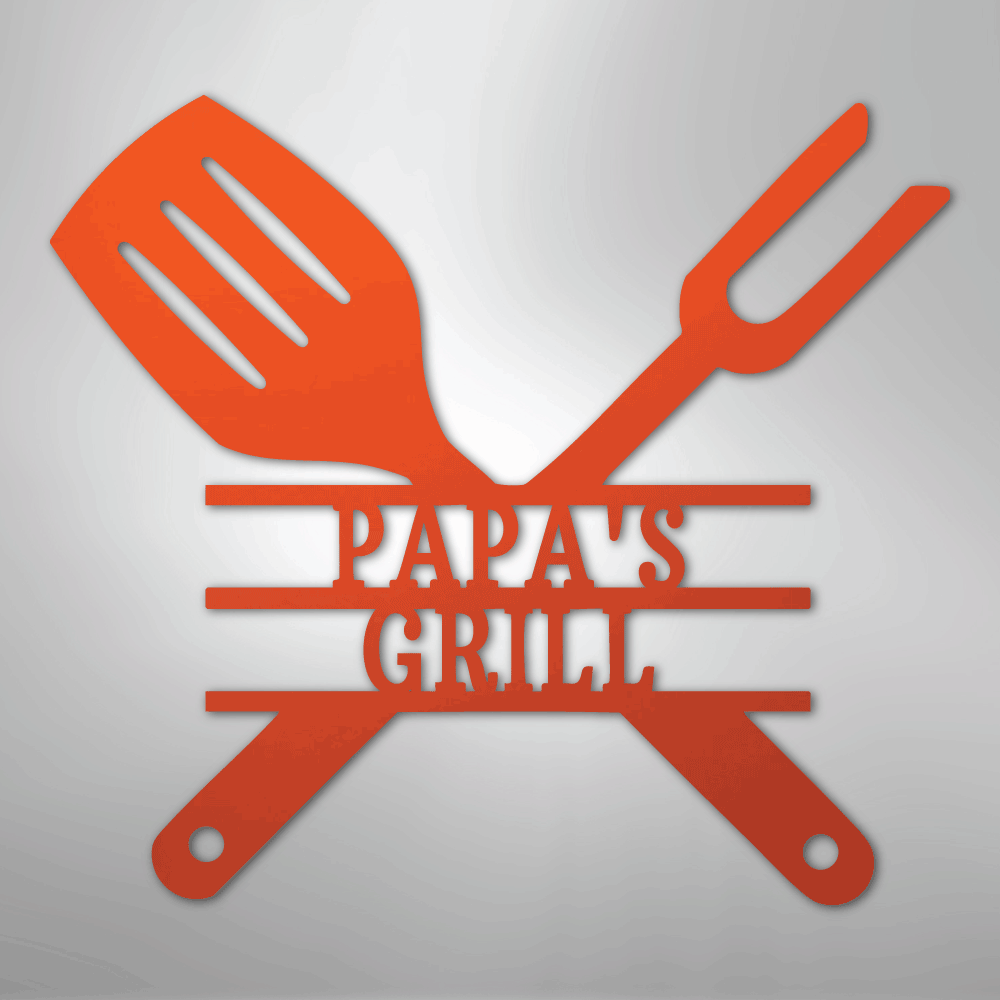 Custom Metal Wall Art - Personalized Grill Sign Orange