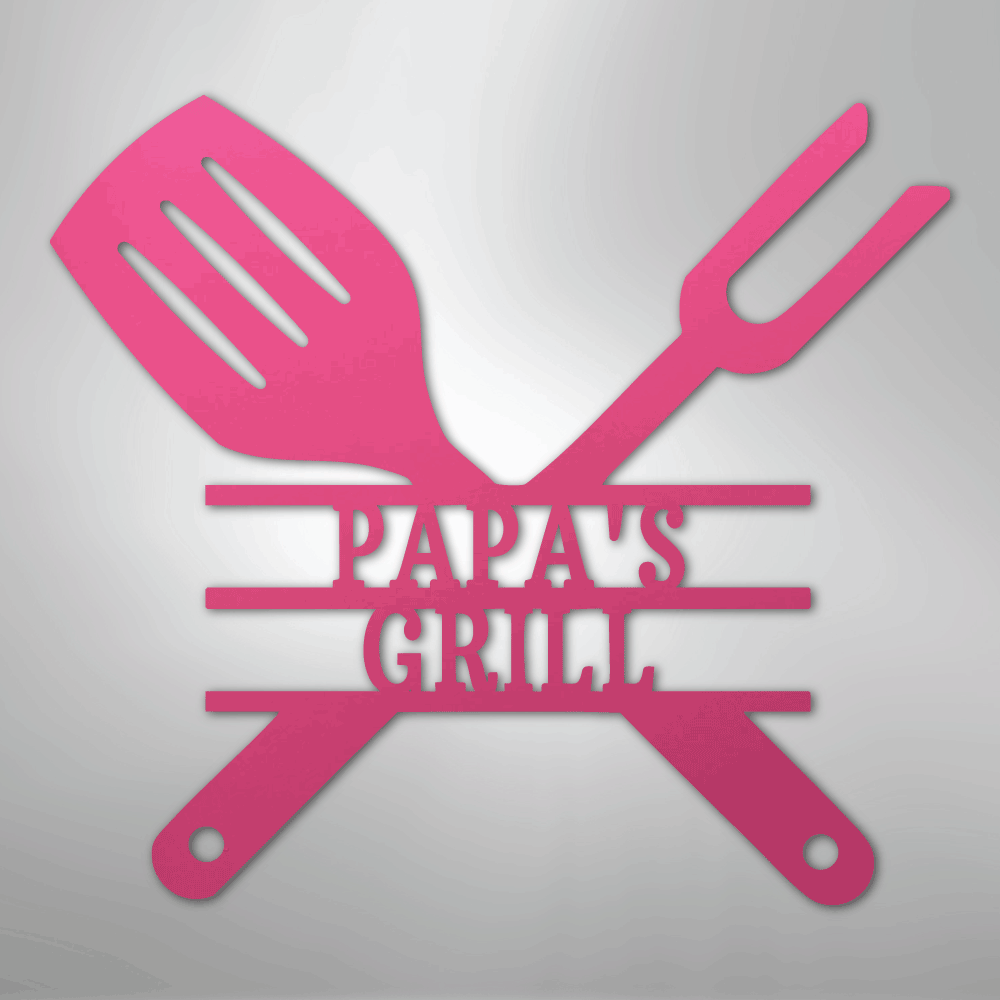 Custom Metal Wall Art - Personalized Grill Sign Pink