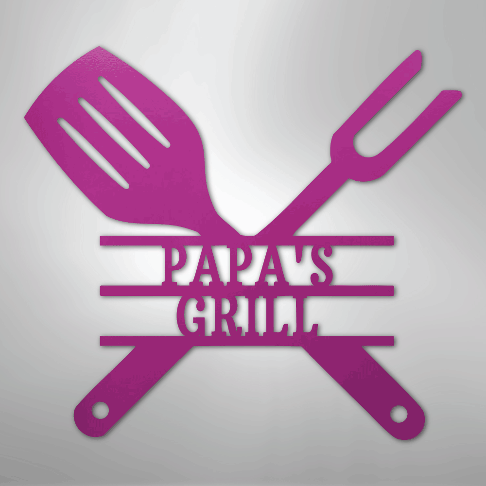 Custom Metal Wall Art - Personalized Grill Sign Purple