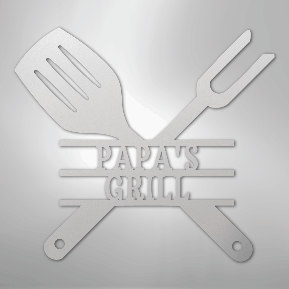 Custom Metal Wall Art - Personalized Grill Sign White