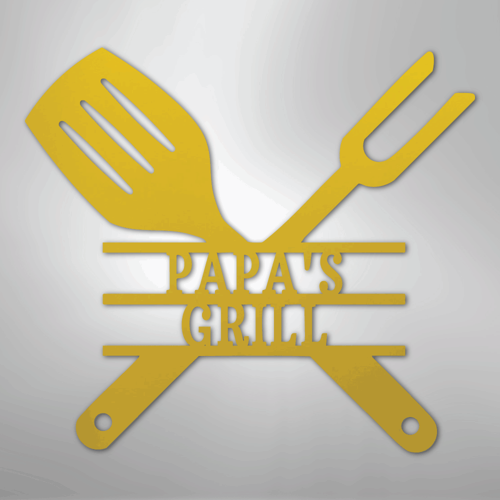 Custom Metal Wall Art - Personalized Grill Sign Yellow