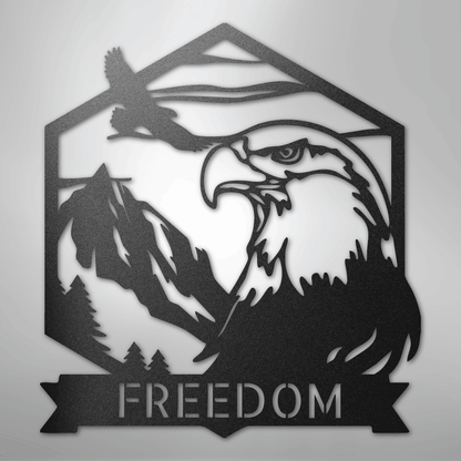 Custom Metal Wall Art - Personalized Patriotic Eagle Sign Black