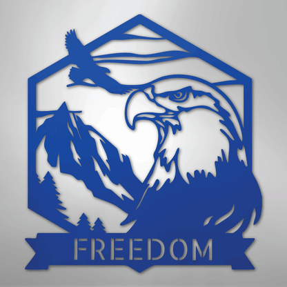 Custom Metal Wall Art - Personalized Patriotic Eagle Sign Blue