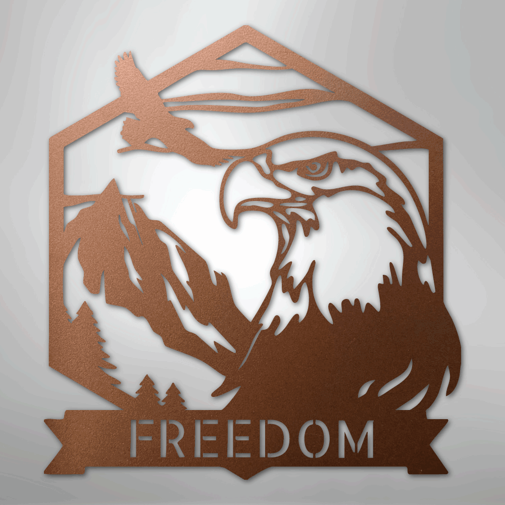 Custom Metal Wall Art - Personalized Patriotic Eagle Sign Copper