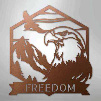 Custom Metal Wall Art - Personalized Patriotic Eagle Sign Copper