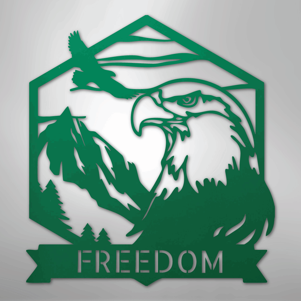 Custom Metal Wall Art - Personalized Patriotic Eagle Sign Green