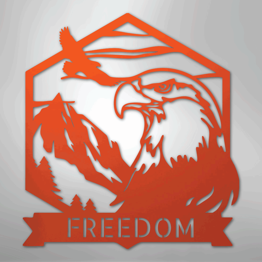Custom Metal Wall Art - Personalized Patriotic Eagle Sign Orange
