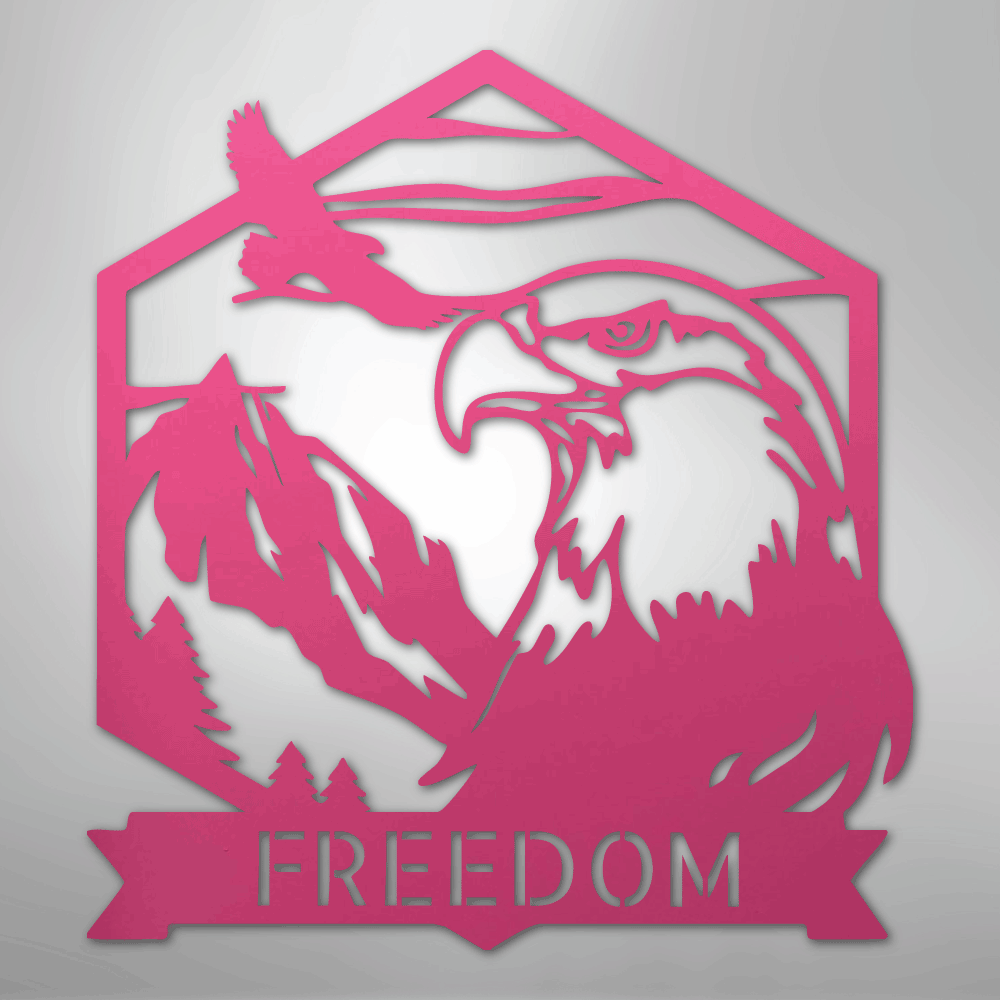 Custom Metal Wall Art - Personalized Patriotic Eagle Sign Pink