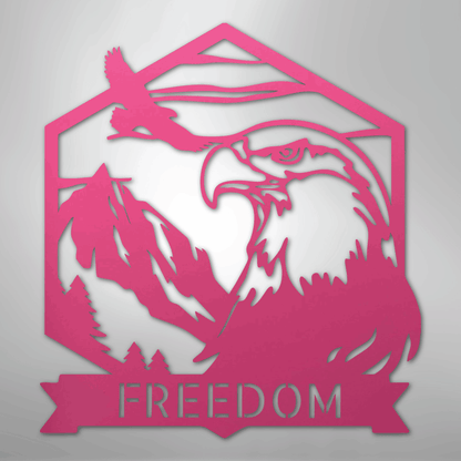Custom Metal Wall Art - Personalized Patriotic Eagle Sign Pink