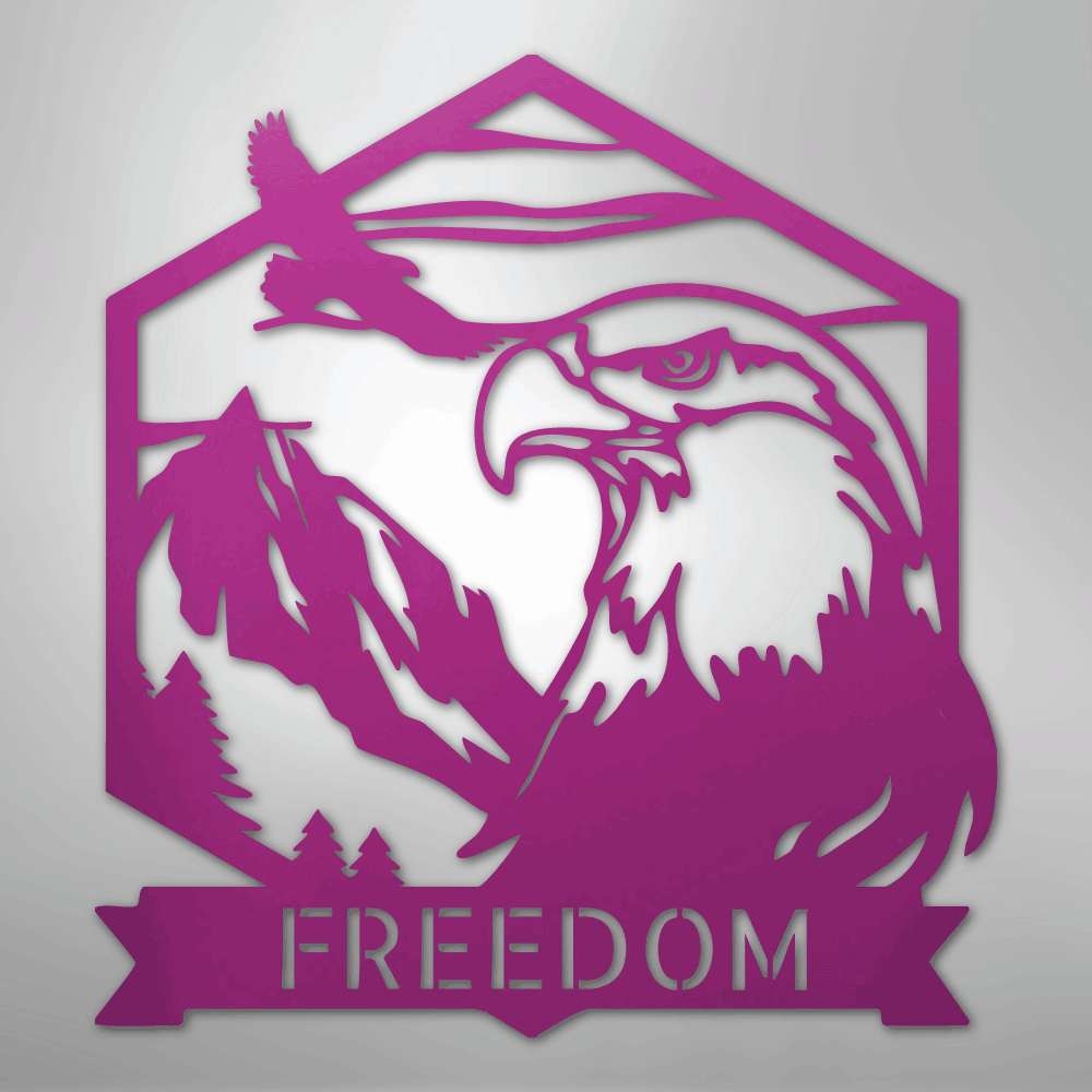Custom Metal Wall Art - Personalized Patriotic Eagle Sign Purple