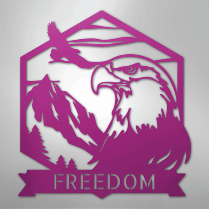 Custom Metal Wall Art - Personalized Patriotic Eagle Sign Purple