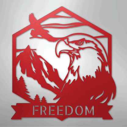 Custom Metal Wall Art - Personalized Patriotic Eagle Sign Red