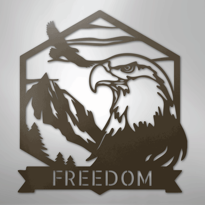 Custom Metal Wall Art - Personalized Patriotic Eagle Sign Stone