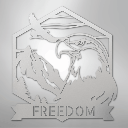 Custom Metal Wall Art - Personalized Patriotic Eagle Sign White