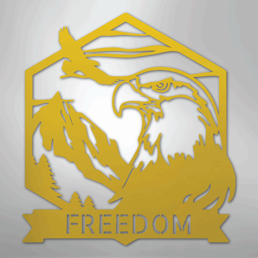 Custom Metal Wall Art - Personalized Patriotic Eagle Sign Yellow