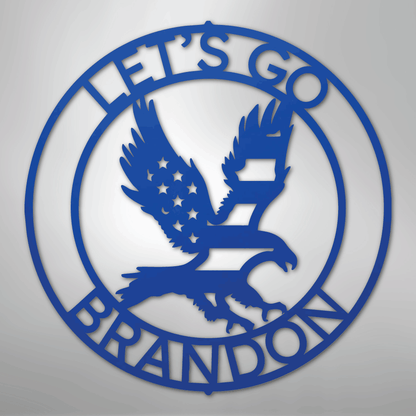 Custom Metal Wall Art - Personalized Patriotic Eagle Sign Blue