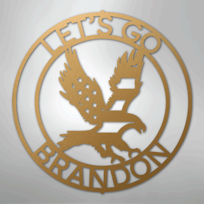 Custom Metal Wall Art - Personalized Patriotic Eagle Sign Gold
