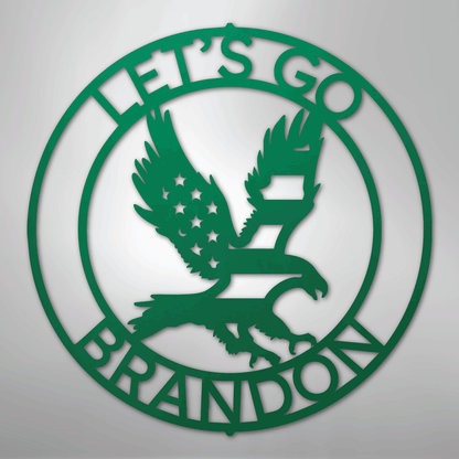 Custom Metal Wall Art - Personalized Patriotic Eagle Sign Green
