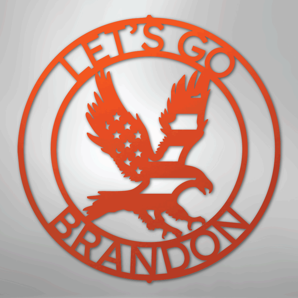 Custom Metal Wall Art - Personalized Patriotic Eagle Sign Orange