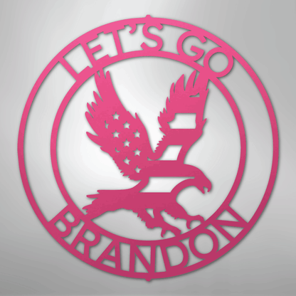 Custom Metal Wall Art - Personalized Patriotic Eagle Sign Pink